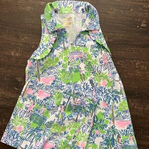 Lilly Pulitzer Mini Luxletic Martina Polo Dress  orb green serving it up pattern